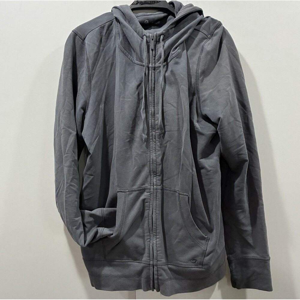 Gap Fit FAB! Women's All Elements Grey Zip-Front Thumbhole Zip Pockets Hoodie XL